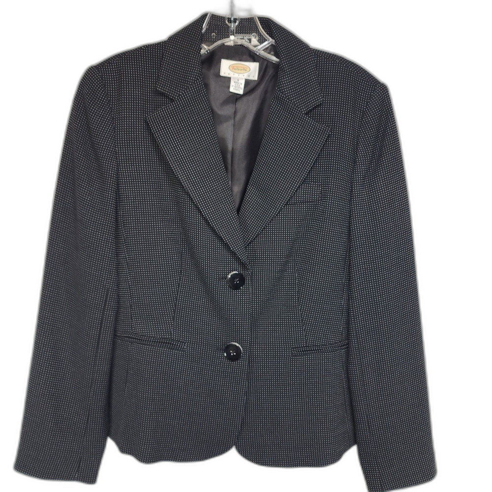 Talbot's Petites Black Suit Jacket White Dots Size 4